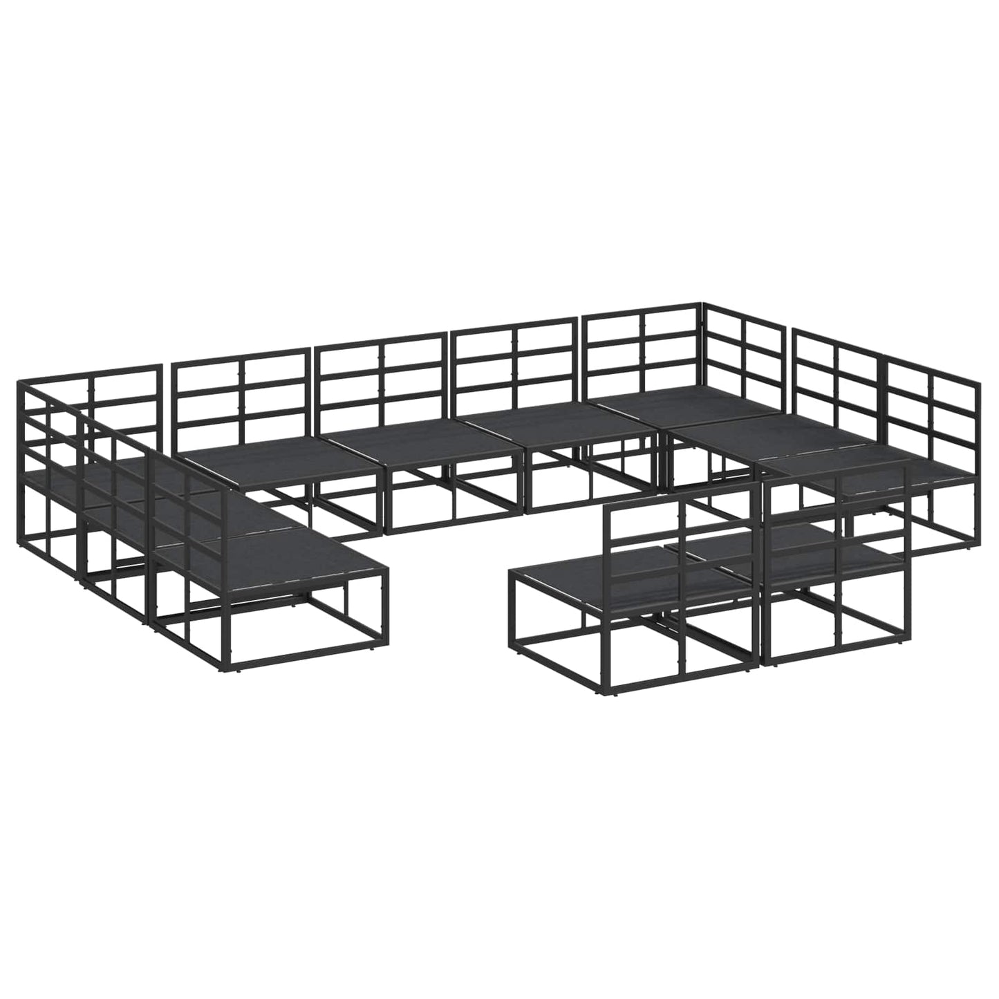 Set Divano da Giardino con cuscino 11 pcs Nero Alluminio | homemem39