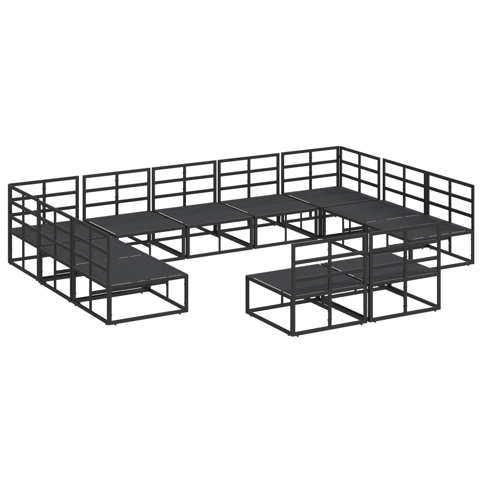 Set Divano da Giardino con cuscino 11 pcs Nero Alluminio | homemem39