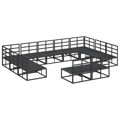 Set Divano da Giardino con cuscino 11 pcs Nero Alluminio | homemem39