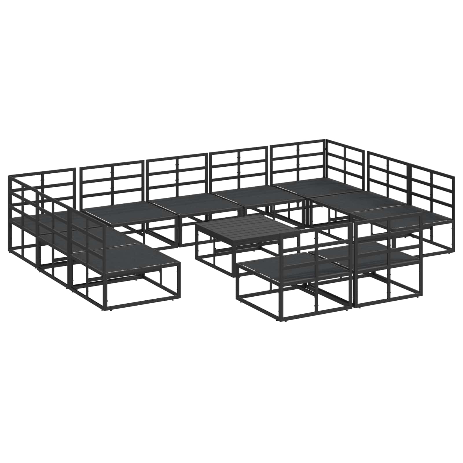 Set Divano da Giardino con cuscino 12 pcs Nero Alluminio | homemem39