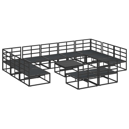 Set Divano da Giardino con cuscino 12 pcs Nero Alluminio