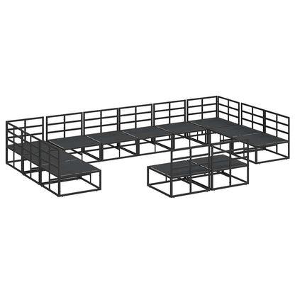 Set Divano da Giardino con cuscino 12 pcs Nero Alluminio | homemem39
