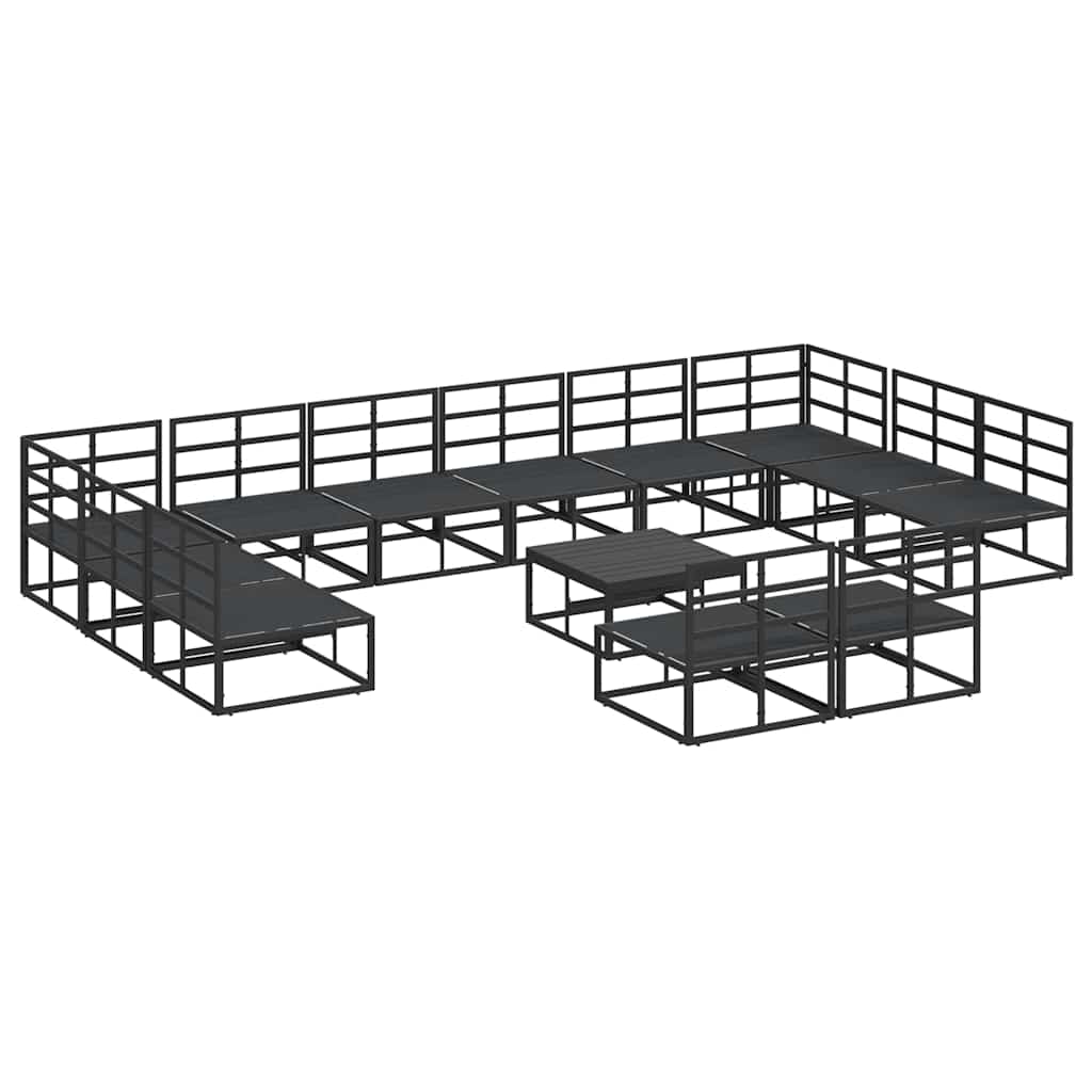 Set Divano da Giardino con cuscino 13 pcs Nero Alluminio | homemem39