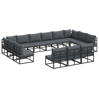 Set Divano da Giardino con cuscino 13 pcs Nero Alluminio