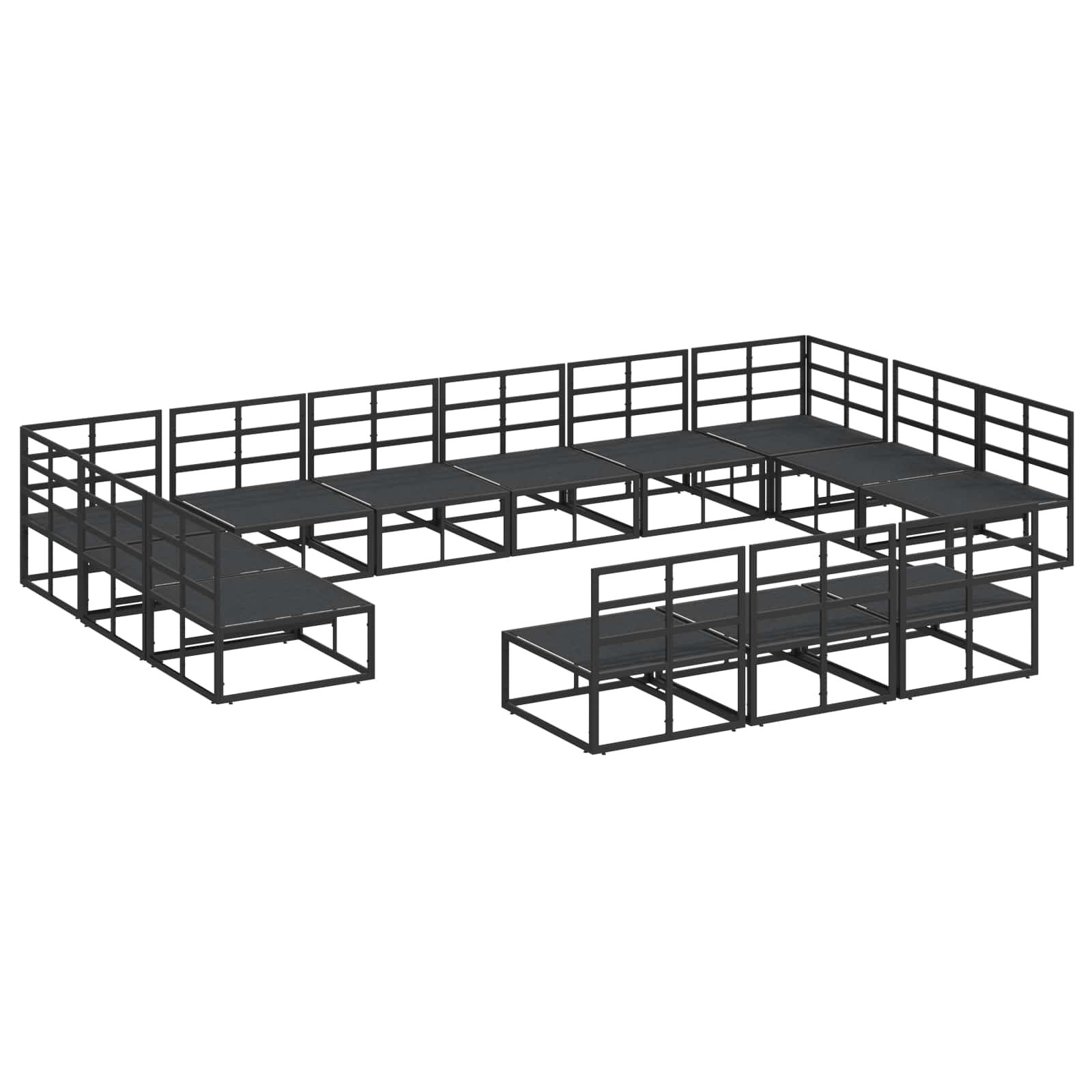 Set Divano da Giardino con cuscino 13 pcs Nero Alluminio | homemem39
