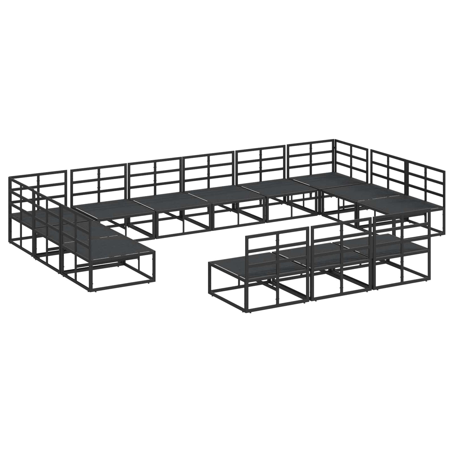 Set Divano da Giardino con cuscino 13 pcs Nero Alluminio