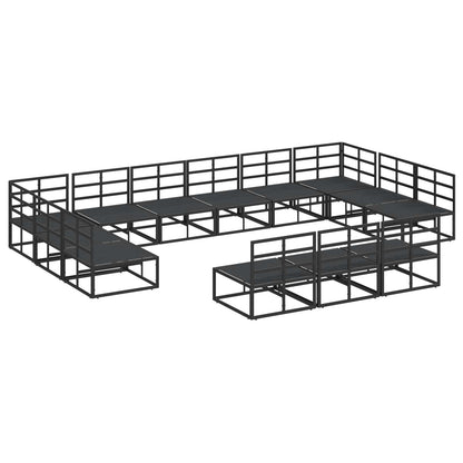 Set Divano da Giardino con cuscino 13 pcs Nero Alluminio