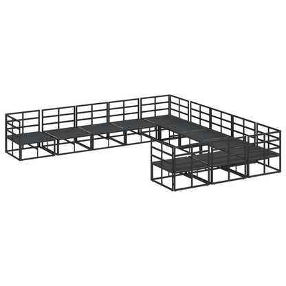 Set Divano da Giardino con cuscino 11 pcs Nero Alluminio