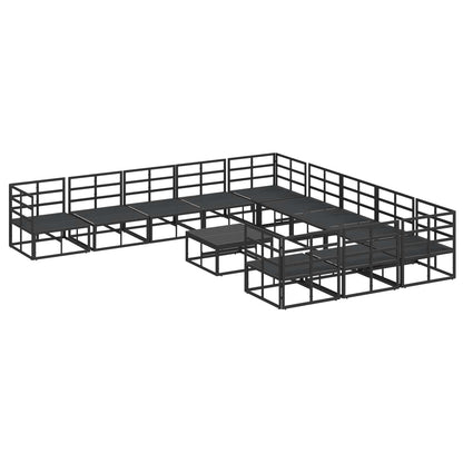 Set Divano da Giardino con cuscino 12 pcs Nero Alluminio | homemem39