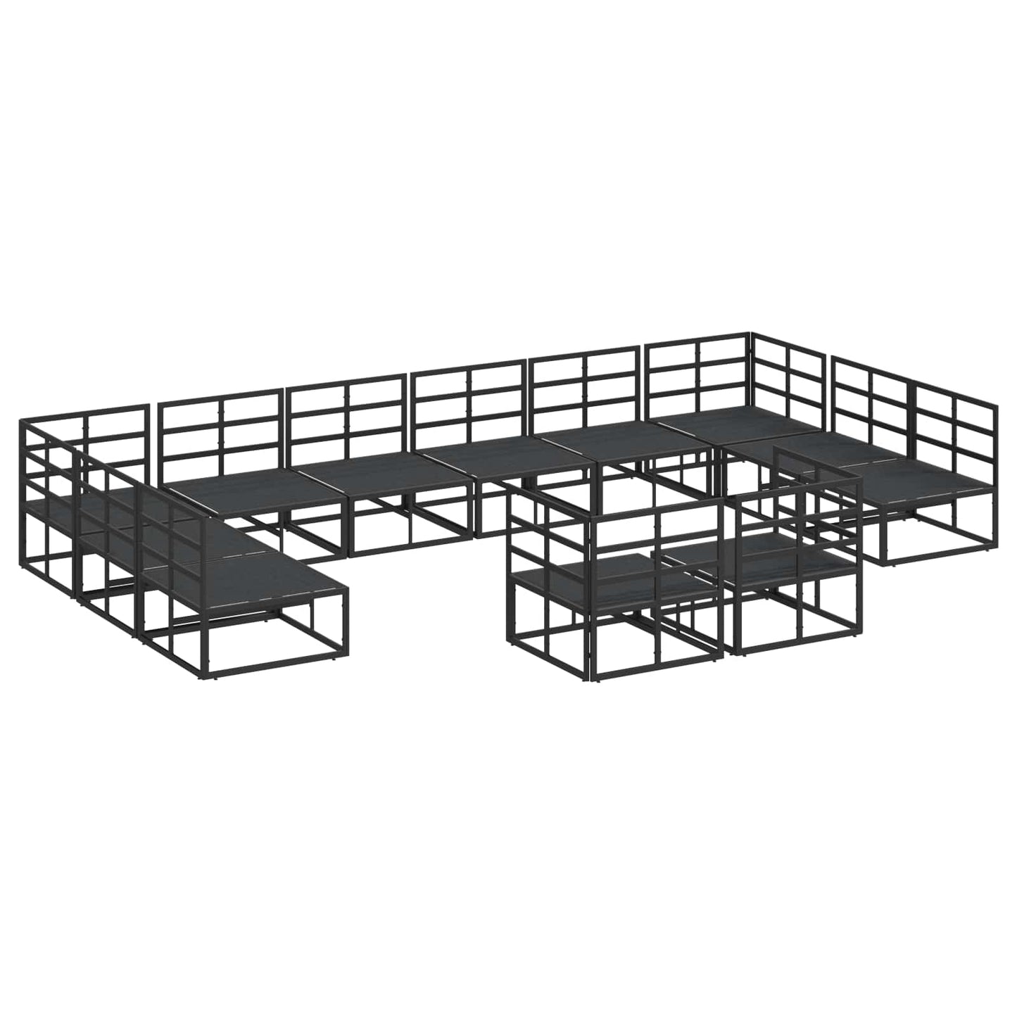 Set Divano da Giardino con cuscino 12 pcs Nero Alluminio | homemem39