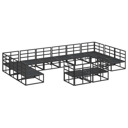 Set Divano da Giardino con cuscino 12 pcs Nero Alluminio | homemem39