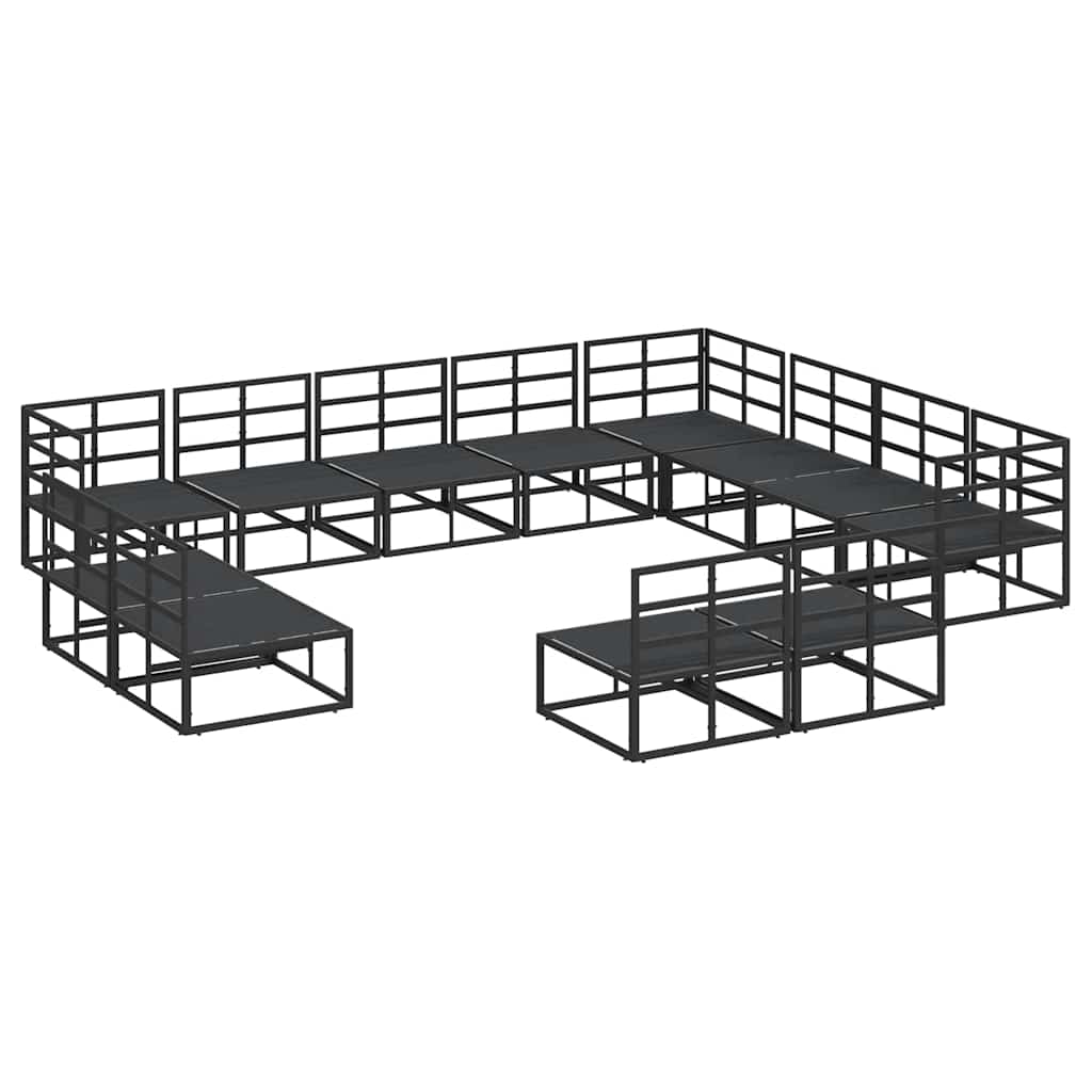 Set Divano da Giardino con cuscino 12 pcs Nero Alluminio | homemem39