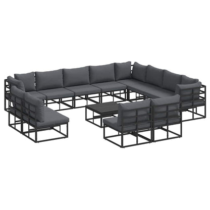 Set Divano da Giardino con cuscino 13 pcs Nero Alluminio | homemem39