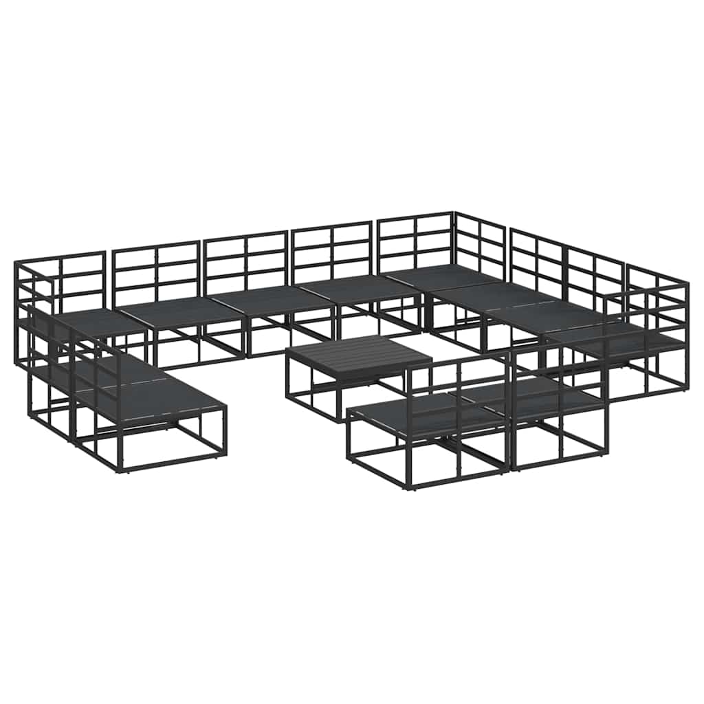 Set Divano da Giardino con cuscino 13 pcs Nero Alluminio | homemem39