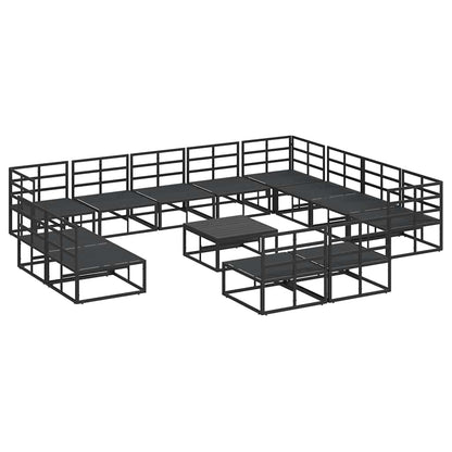 Set Divano da Giardino con cuscino 13 pcs Nero Alluminio | homemem39