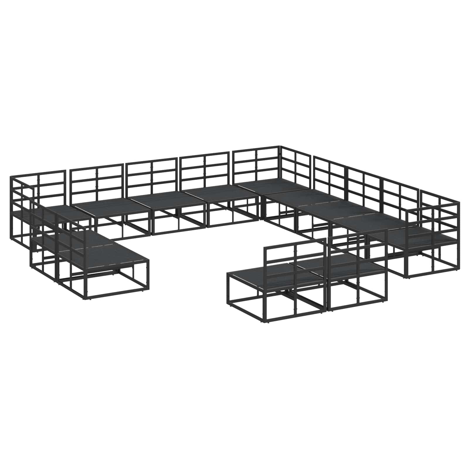 Set Divano da Giardino con cuscino 13 pcs Nero Alluminio | homemem39