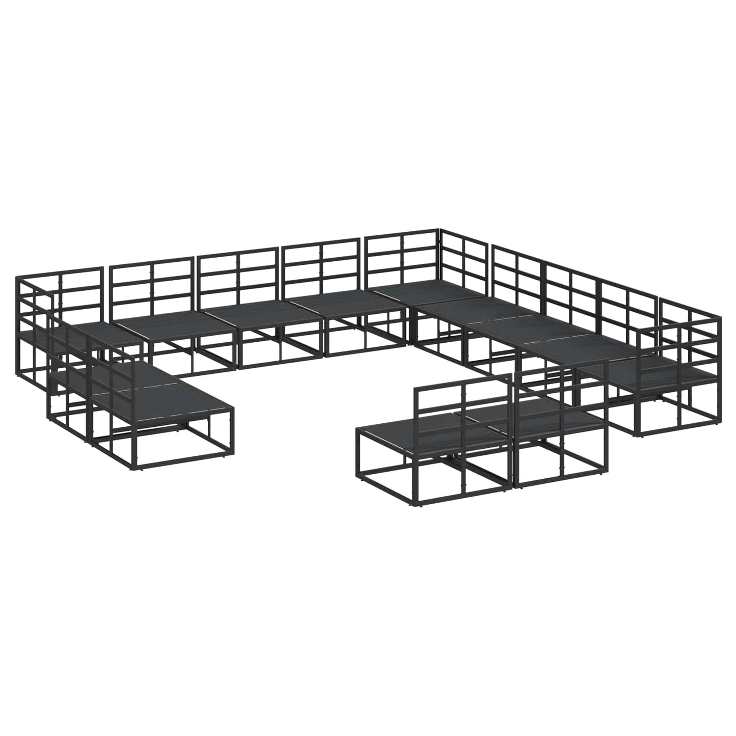 Set Divano da Giardino con cuscino 13 pcs Nero Alluminio