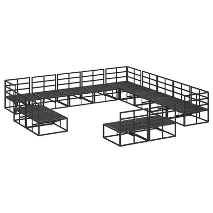 Set Divano da Giardino con cuscino 13 pcs Nero Alluminio