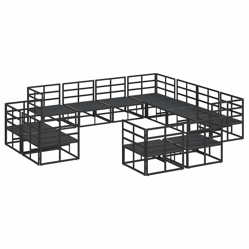 Set Divano da Giardino con cuscino 11 pcs Nero Alluminio | homemem39