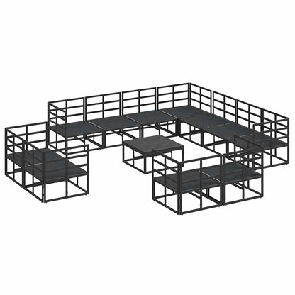 Set Divano da Giardino con cuscino 12 pcs Nero Alluminio | homemem39