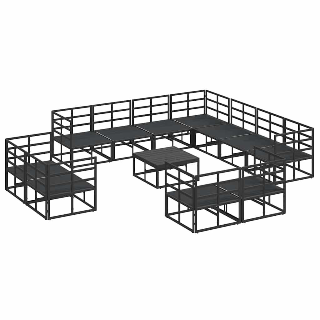 Set Divano da Giardino con cuscino 12 pcs Nero Alluminio - homemem39