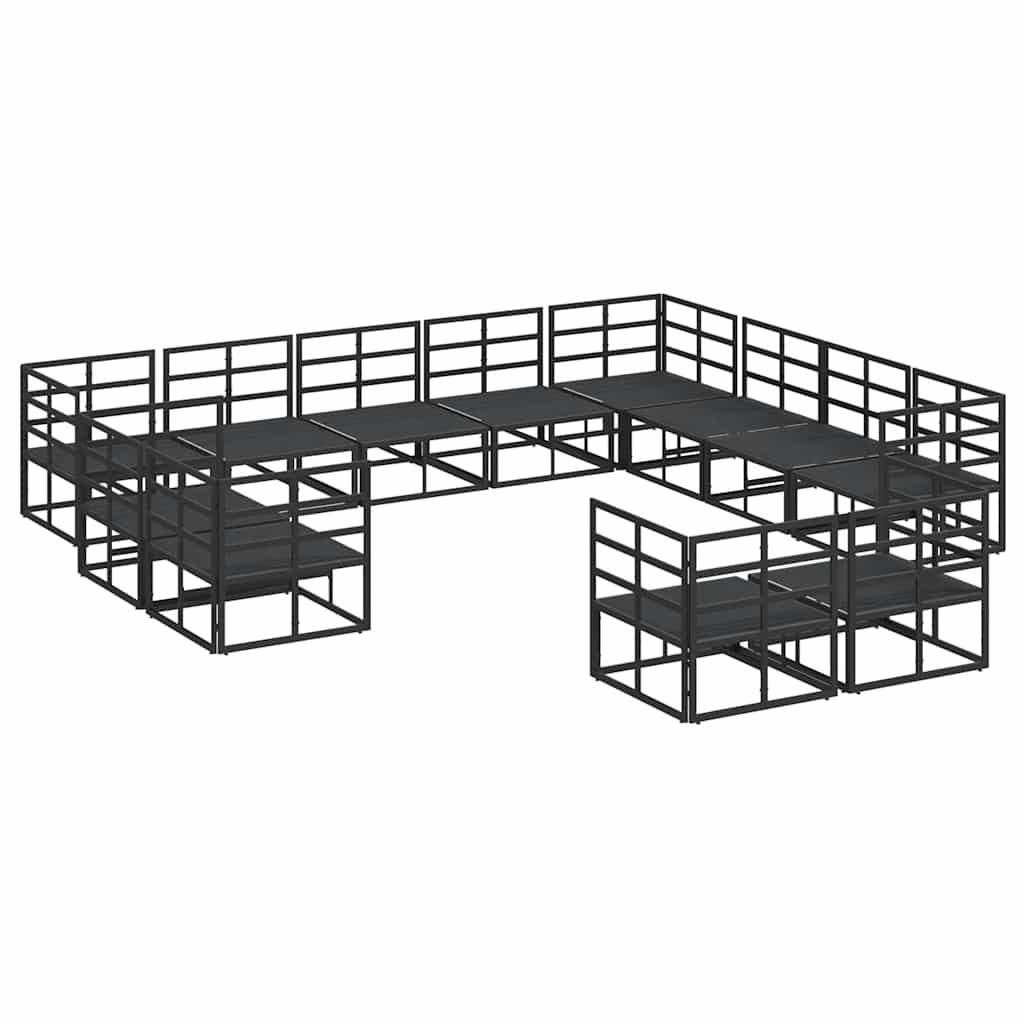 Set Divano da Giardino con cuscino 12 pcs Nero Alluminio