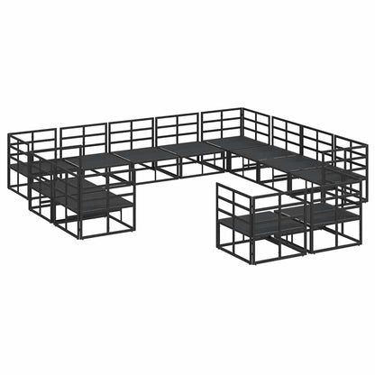Set Divano da Giardino con cuscino 12 pcs Nero Alluminio