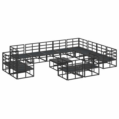 Set Divano da Giardino con cuscino 13 pcs Nero Alluminio | homemem39