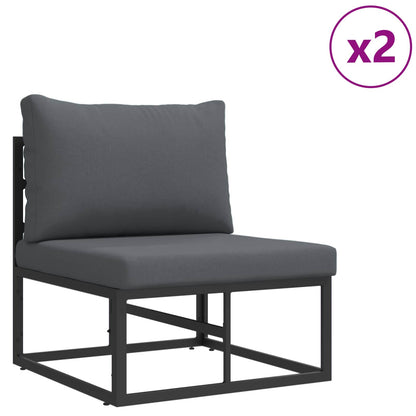 Set Divano da Giardino con cuscino 7 pcs Nero Alluminio | homemem39