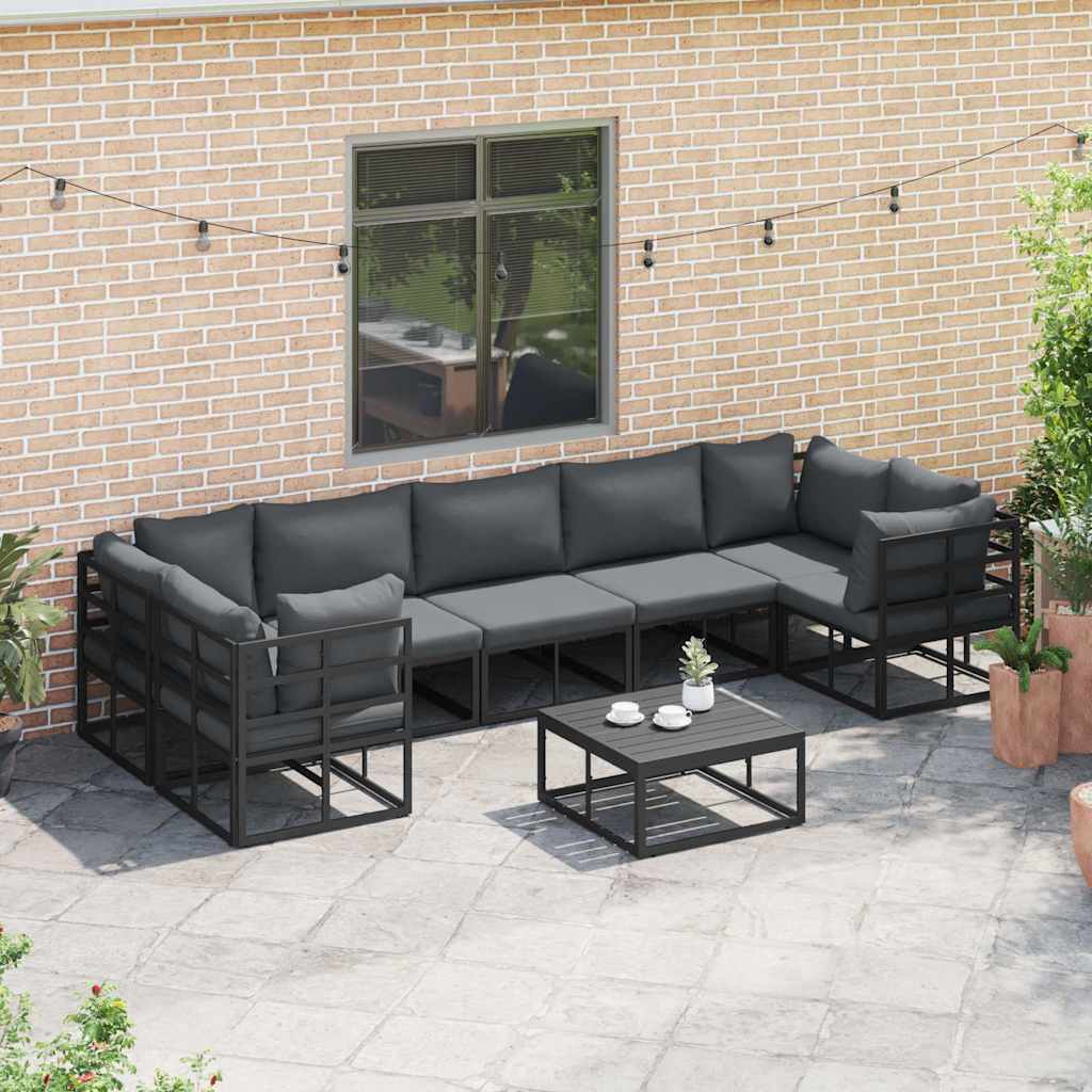 Set Divano da Giardino Nero Alluminio - homemem39