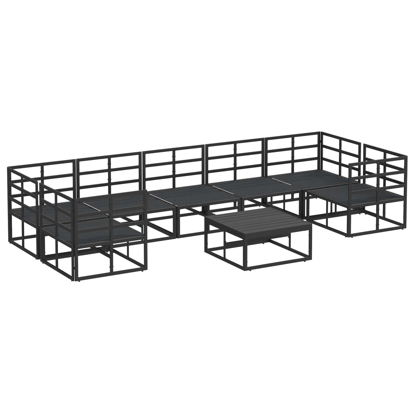 Set Divano da Giardino con cuscino 8 pcs Nero Alluminio | homemem39