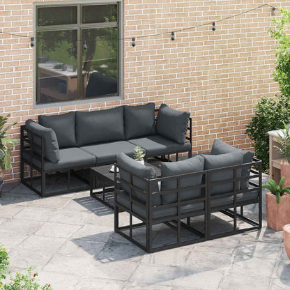 Set Divano da Giardino con cuscino 6 pcs Nero Acciaio | homemem39