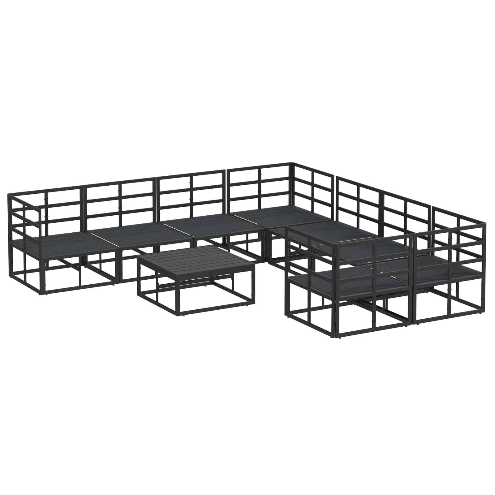Set Divano da Giardino con cuscino 9 pcs Nero Acciaio | homemem39