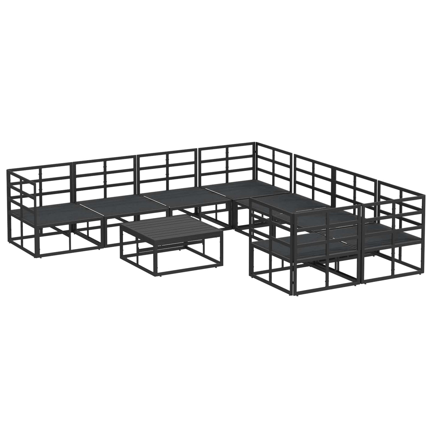 Set Divano da Giardino con cuscino 9 pcs Nero Acciaio