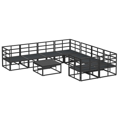 Set Divano da Giardino con cuscino 9 pcs Nero Acciaio