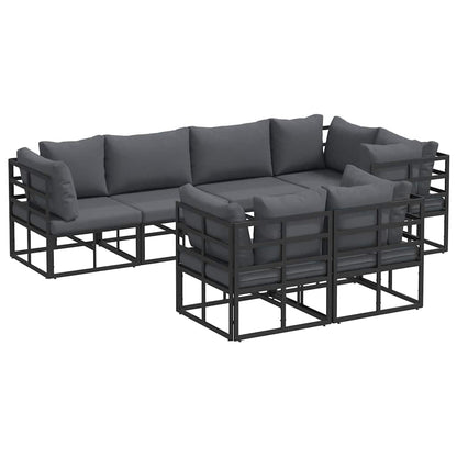 Set Divano da Giardino con cuscino 7 pcs Nero Acciaio | homemem39