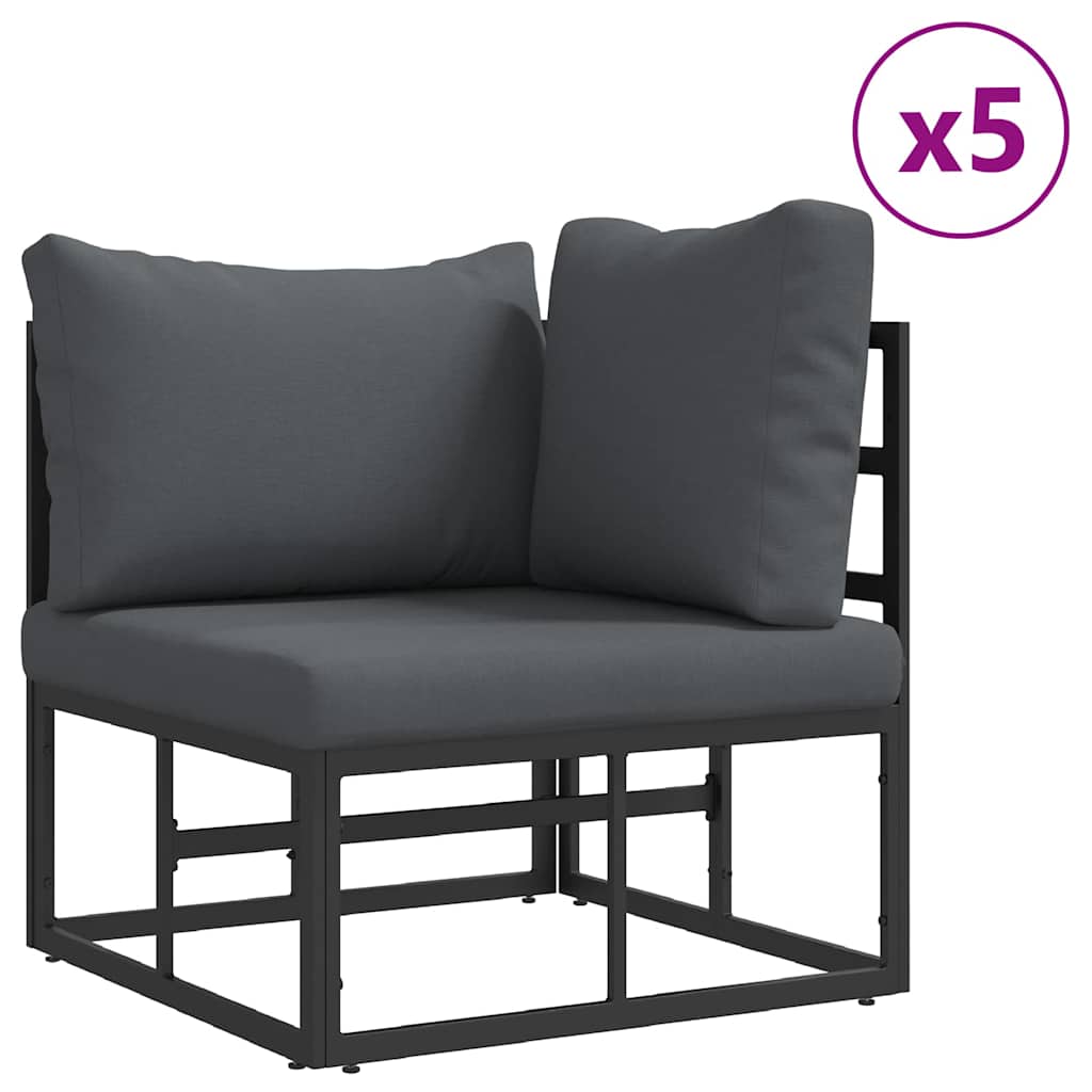Set Divano da Giardino con cuscino 7 pcs Nero Acciaio | homemem39