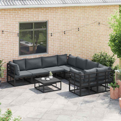 Set Divano da Giardino con cuscino 8 pcs Nero Acciaio | homemem39