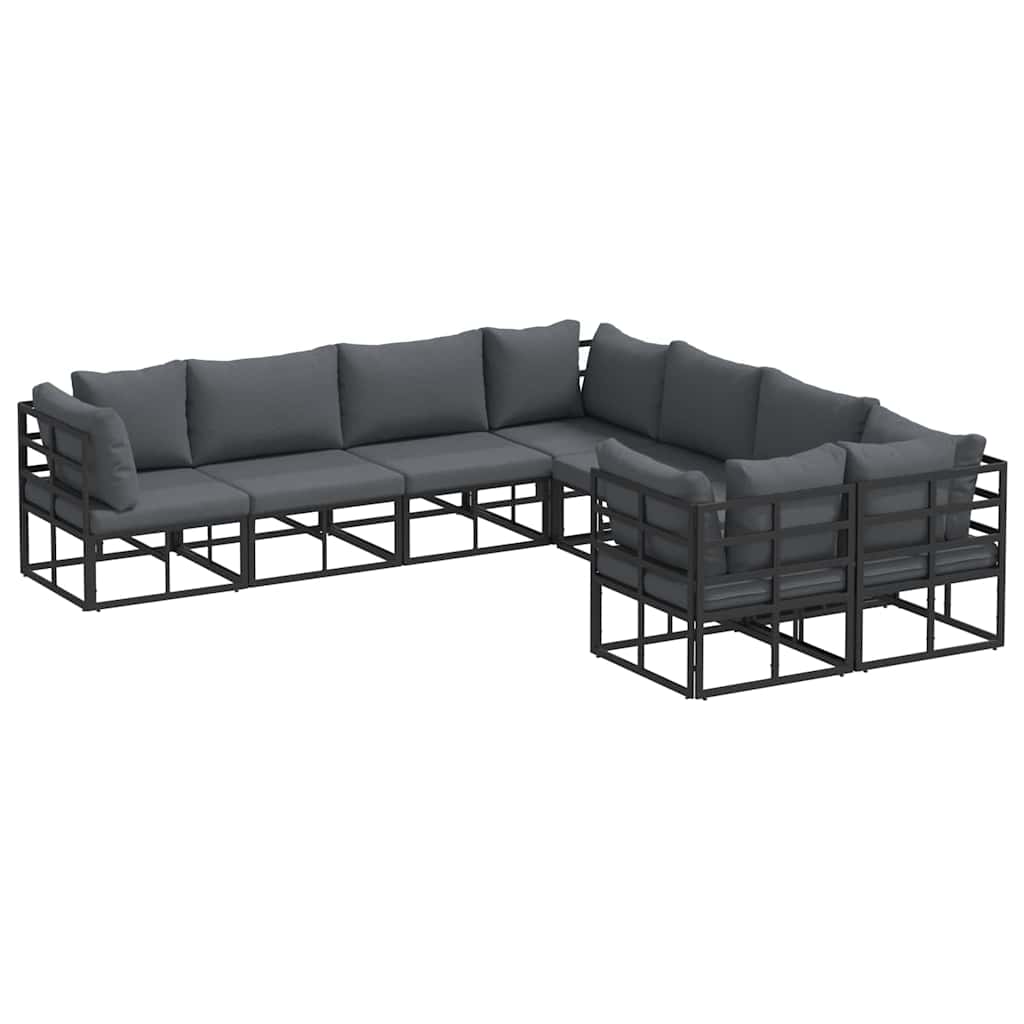 Set Divano da Giardino con cuscino 8 pcs Nero Acciaio | homemem39