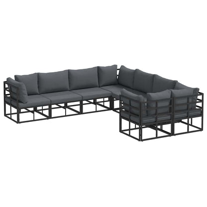 Set Divano da Giardino con cuscino 8 pcs Nero Acciaio | homemem39