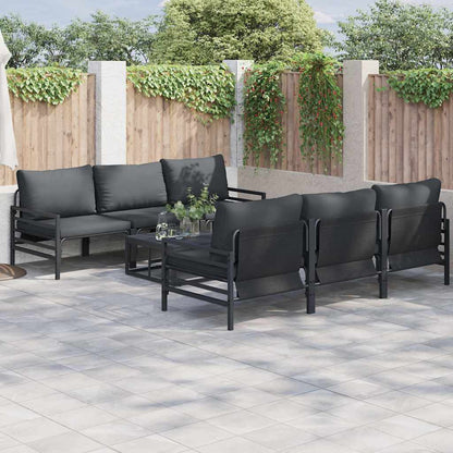 Set Divano da Giardino con cuscino 7 pcs Nero Acciaio