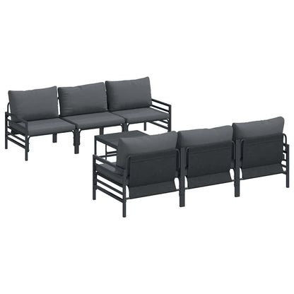 Set Divano da Giardino con cuscino 7 pcs Nero Acciaio | homemem39