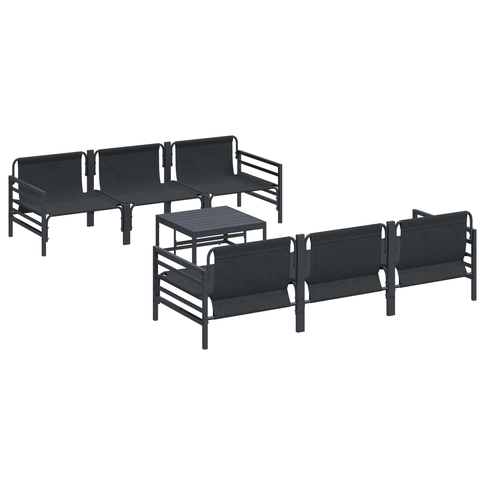 Set Divano da Giardino con cuscino 7 pcs Nero Acciaio | homemem39