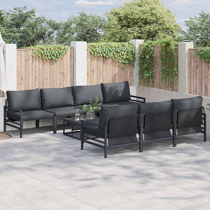 Set Divano da Giardino con cuscino 8 pcs Nero Acciaio | homemem39