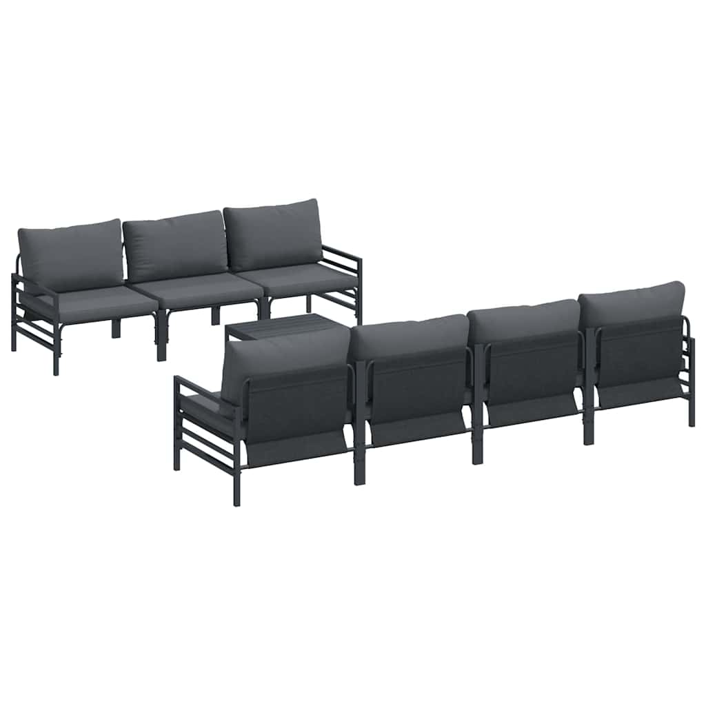 Set Divano da Giardino con cuscino 8 pcs Nero Acciaio | homemem39