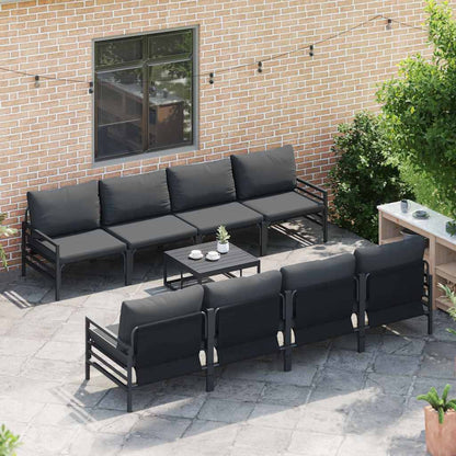 Set Divano da Giardino con cuscino 9 pcs Nero Acciaio | homemem39