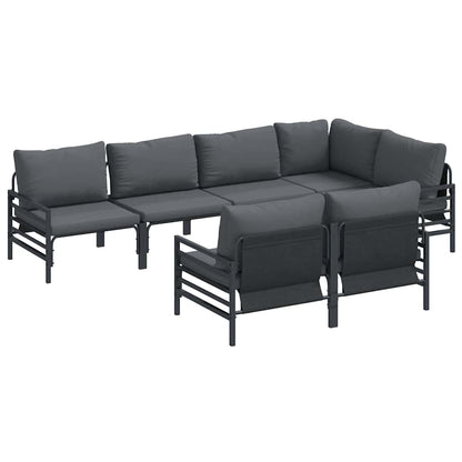 Set Divano da Giardino con cuscino 7 pcs Nero Acciaio | homemem39