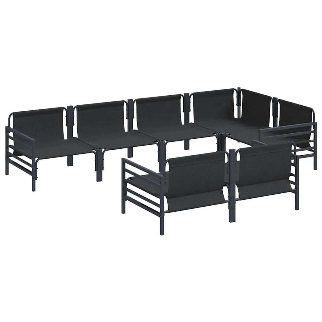Set Divano da Giardino con cuscino 7 pcs Nero Acciaio | homemem39