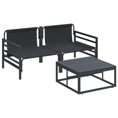 Set Divano da Giardino con cuscino 3 pcs Nero Acciaio | homemem39