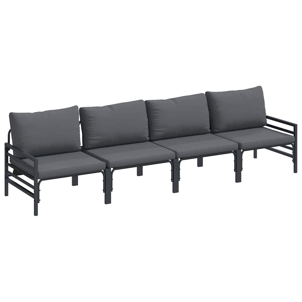 Set Divano da Giardino con cuscino 4 pcs Nero Acciaio | homemem39